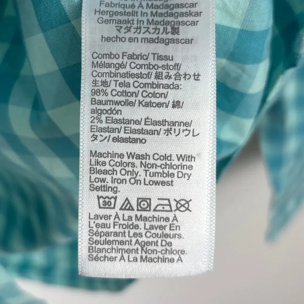 J. Crew Slim Untucked Blue Check Button Down Shirt NEW Large flex washed BE209